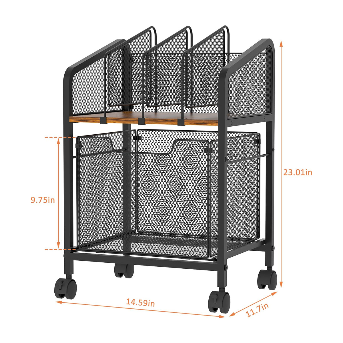 Rolling File Cabinet with Adjustable Dividers and Storage Drawer X574