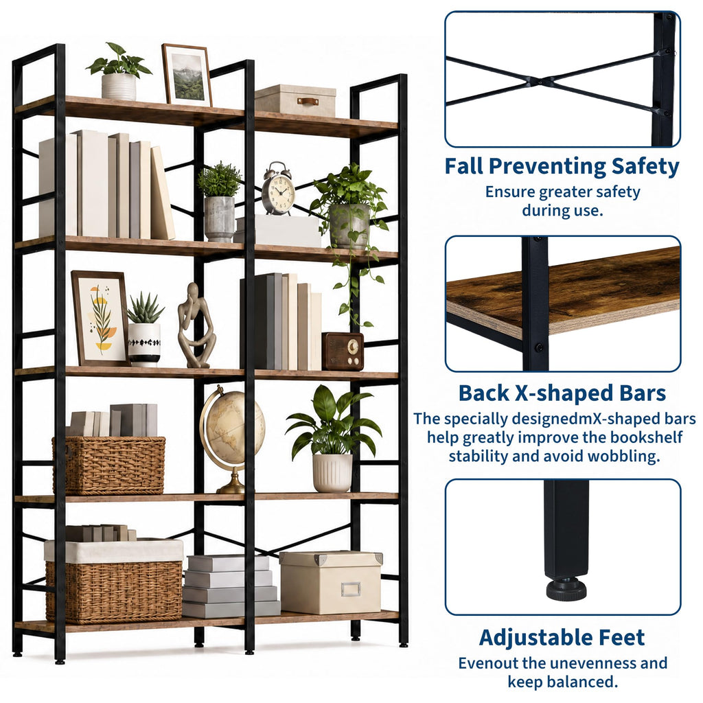 5 Tier Bookshelf with 10 Open Shelves Z368794