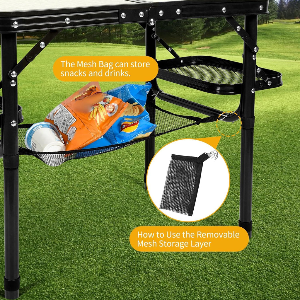 Folding Aluminum Camping Table 3-Height Adjustable with Carry Handle E1924
