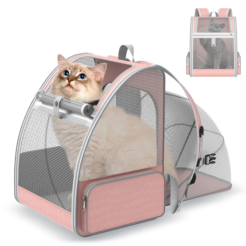 Pink Expandable Mesh Cat Backpack Carrier Q31886