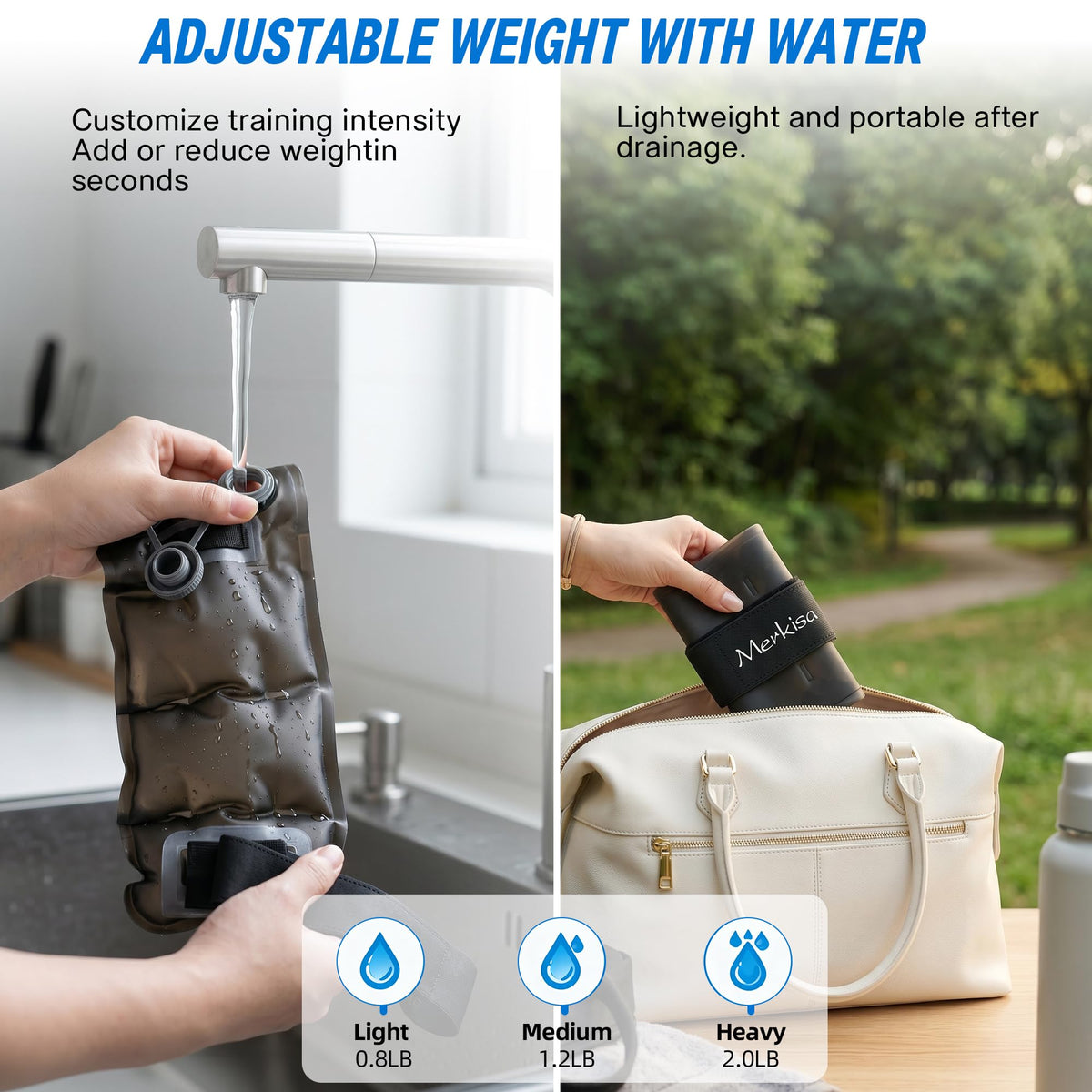 Adjustable Water-Fillable TPU Ankle and Wrist Weights Set J116288