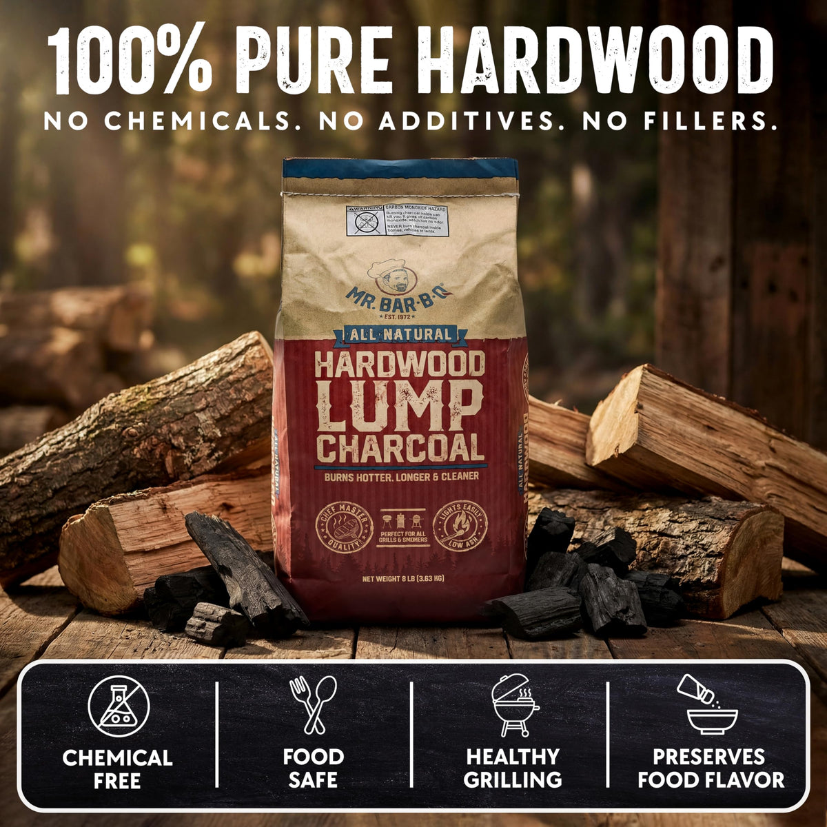 8 LB. All Natural Hardwood Lump Charcoal W7887