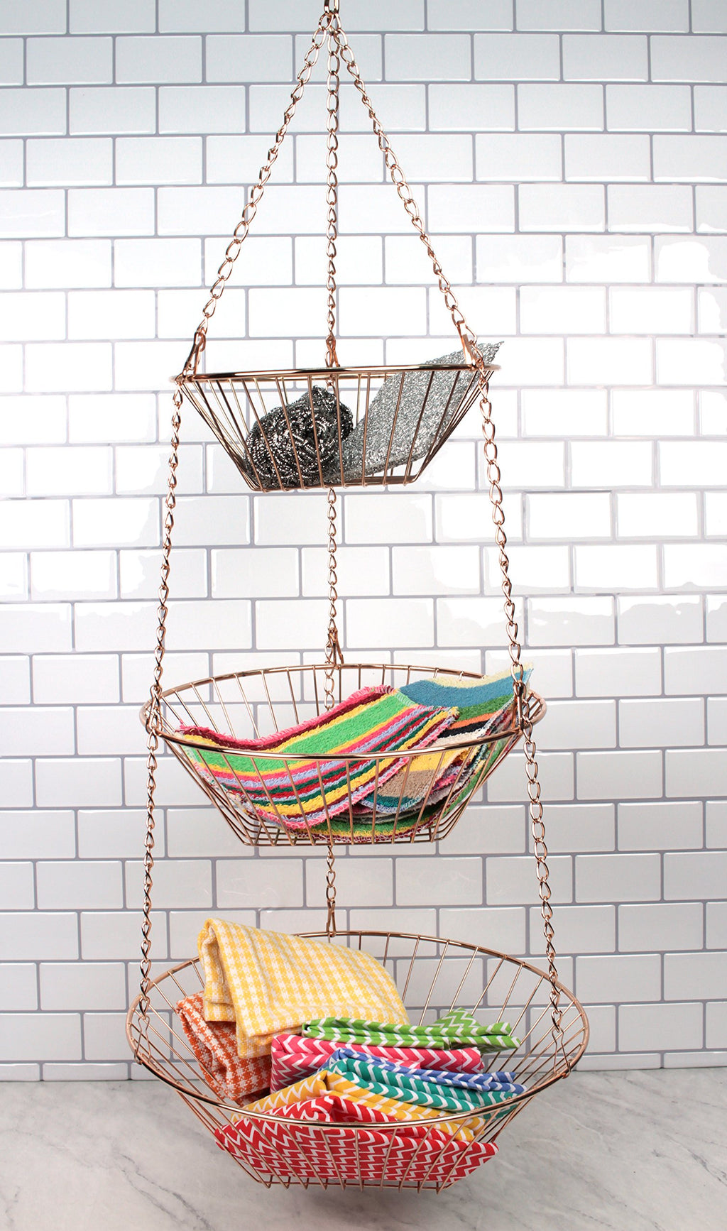 3-Tier Copper Wire Hanging Baskets W1533