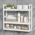 White 3 Tier Bamboo Bathroom Shelves H2843