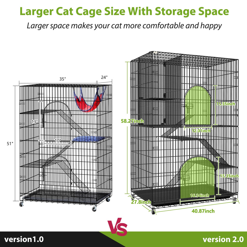 Extra Large Cat Cage Indoor Enclosure with Storage Cube E816