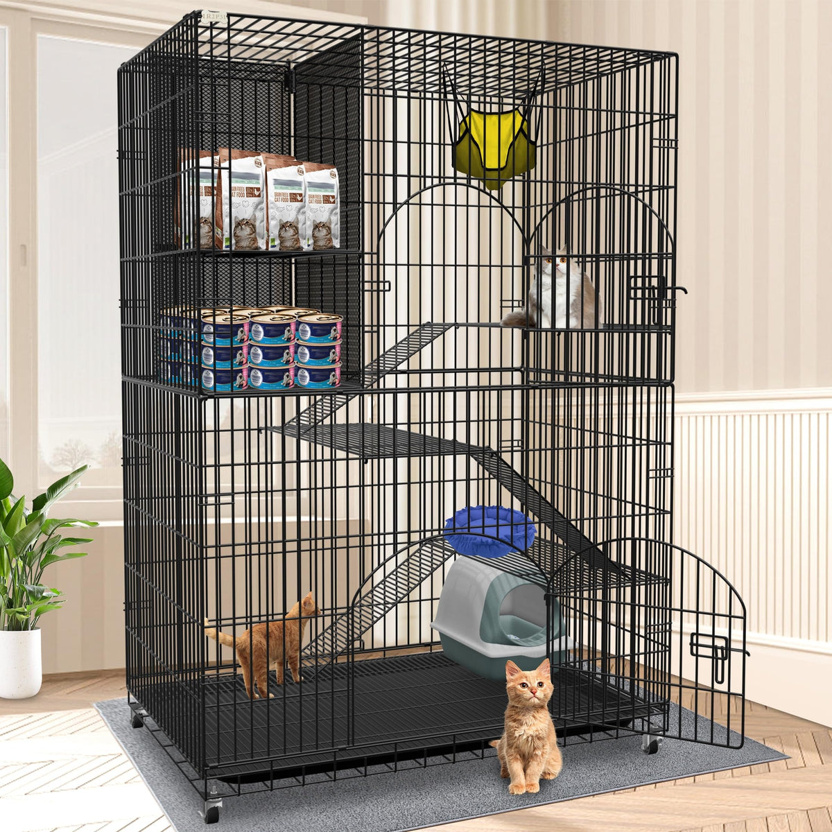 Extra Large Cat Cage Indoor Enclosure with Storage Cube E816