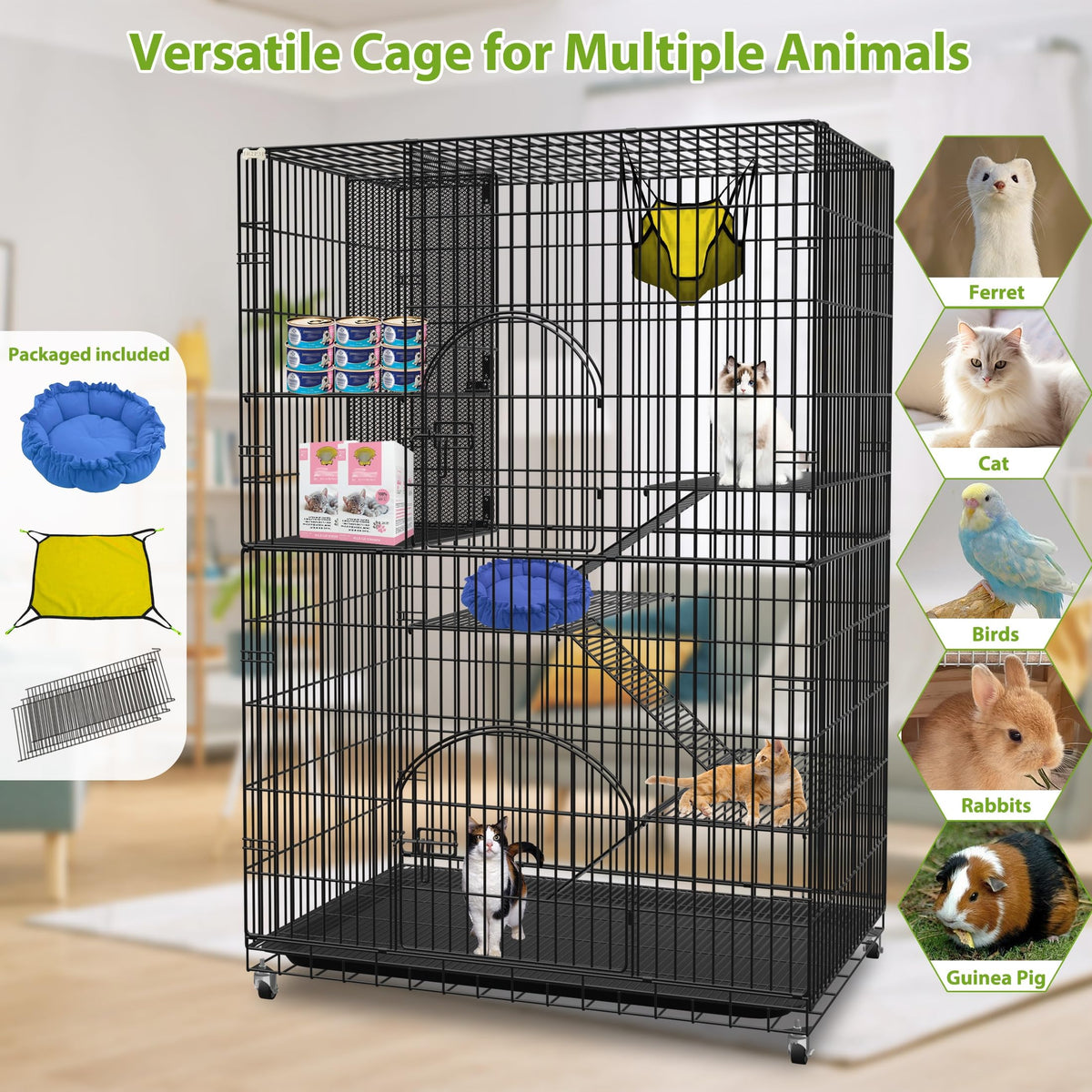 Extra Large Cat Cage Indoor Enclosure with Storage Cube E816